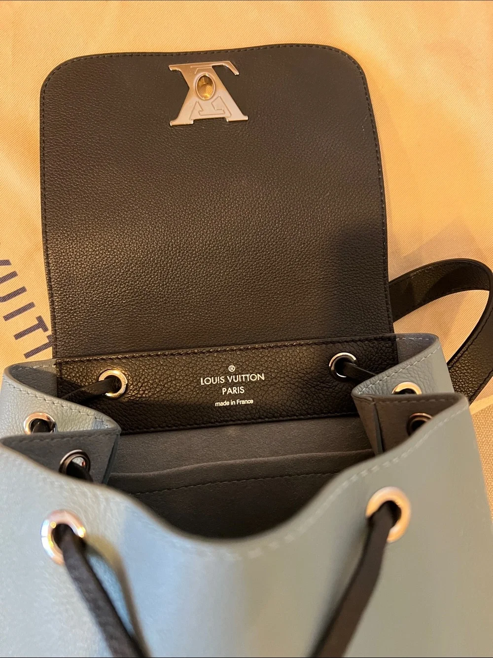 Louis Vuitton Black and Blue Leather Top-Handle Backpack